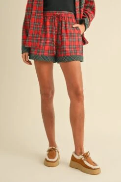 Annie Wear Contrast Plaid Long Sleeve Top And Shorts Set -Sydney So Sweet 005c1ea0 ab88 4147 8215 03dc188dd23a Max