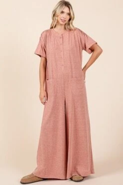 Mittoshop Button Detail Short Sleeve Wide Leg Jumpsuit -Sydney So Sweet 012061aa f926 478f 838d d2a83e011481 Min