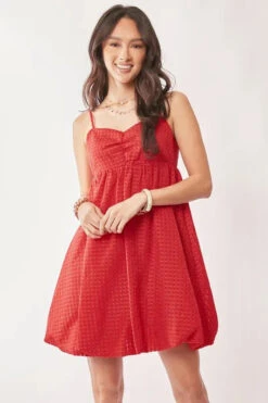 Davi & Dani Textured Sweetheart Neckline Bubble Hem Dress -Sydney So Sweet 0229e6f1ddd54b708a3c2d52970a0523 Max Origin