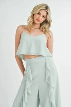 MABLE Crop Cami And Ruffled Wide Leg Pants Set -Sydney So Sweet 02df1ee28f6e40a59fce5176a2bc4ccf Max Origin