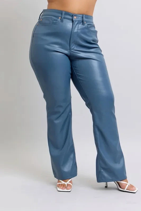 Judy Blue Full Size High Waist Tummy Control Faux Leather Bootcut Pants Plus Size 11 Judy Blue Full Size High Waist Tummy Control Faux Leather Bootcut Pants Plus Size - Image 9