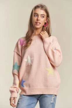 ADORA Stars Pattern Round Neck Drop Shoulder Sweater -Sydney So Sweet 03ba8f5f f46b 4037 8f39 baa11cdaa48d Max