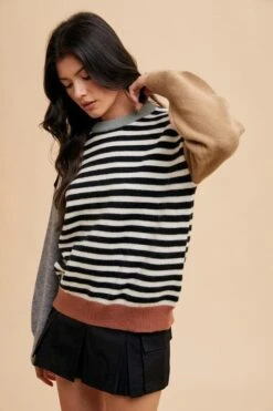 Annie Wear Striped Color Block Round Neck Sweater -Sydney So Sweet 05528fc8 2fac 4498 bee5 02ff786b6f8e Max