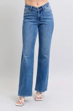 Judy Blue Full Size High Waist V-Front Vintage Wash Straight Jeans Plus Size