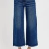 RISEN Raw Hem Wide Leg Attached Buckle Jeans