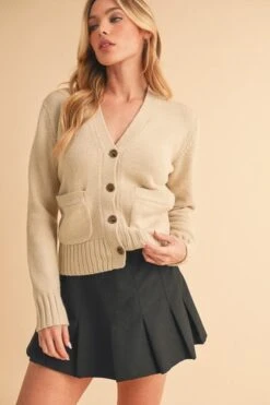 Aemi + Co Ribbed Hem Button Down V-Neck Cardigan 10 Aemi + Co Ribbed Hem Button Down V-Neck Cardigan -Sydney So Sweet 06a2b817 c033 44c8 bdae b9b8f2a0f477 Max