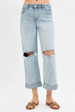 RISEN Full Size Mid Rise Fit Boyfriend Jeans With Cuff Plus Size -Sydney So Sweet 07a2f0d0cce048d9ada5318d1e3bf828 Max Origin