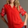 Umgee Full Size Linen Shirt With Embroidered Sleeves Plus Size -Sydney So Sweet 08dd9cde ad68 438e 850b e8815e625ac1 Min