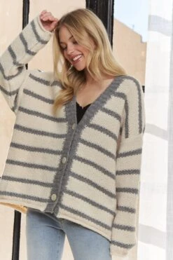 ADORA Horizontally Striped Button Up Cardigan -Sydney So Sweet 08e7b882bef94255bbc292cc30021458 Max Origin