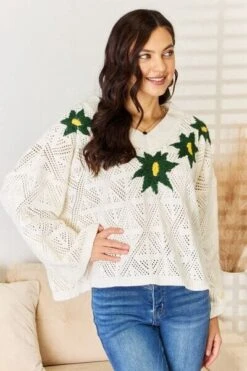 POL Floral Embroidered Pattern V-Neck Sweater -Sydney So Sweet 09528fb7 9130 4839 9863 d6dd18dab626 Min