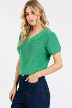 Mittoshop V-Neck Short Sleeve Crop Sweater -Sydney So Sweet 0a2314d3 086f 4a65 993d b8ac8a3acfba Min