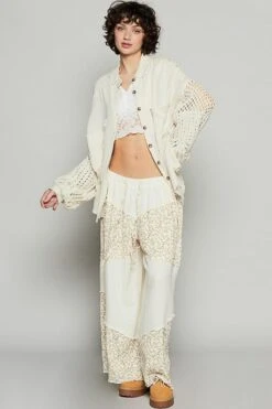 POL Openwork Lantern Sleeve Button Down Gauze Shirt -Sydney So Sweet 0a6ef2ca bef3 4d16 8528 bd2fc9a76ae0 Max