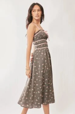 Davi & Dani Contrast Velvet Tape Smocking Bodice Midi Dress -Sydney So Sweet 0b1d8dd8155b45d6b6ca945358e56f49 Max Origin