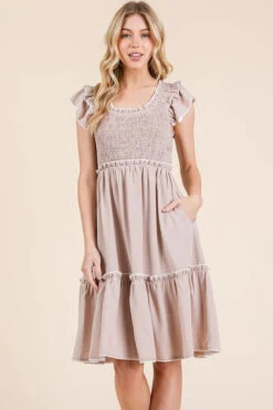 Lime 'N' Chili Ruffle Trim Smocked Dress With Contrast -Sydney So Sweet 0b8052778ffc4c489be696527d8e187b Max Origin