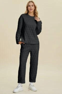 Double Take Full Size Texture Round Neck Long Sleeve Top And Pants Set -Sydney So Sweet 0d702f21 96a7 4918 911a 5f5c9107b6f6 Max