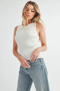 Aemi + Co Ribbed Round Neck Knit Tank