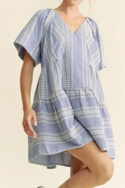 Davi & Dani Embroidered Stripe Ruffled Gingham Mini Dress -Sydney So Sweet 0e00ecbb23c542d7ae9e791b51fd2623 Max Origin