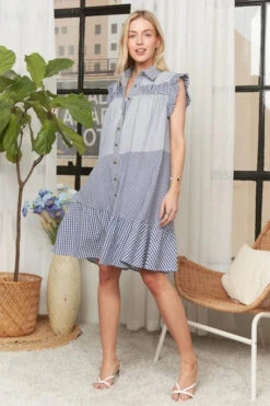 ADORA Button Down Textured Babydoll Dress -Sydney So Sweet 108a3bf066de46e499a13c1d68a651d6 Max Origin