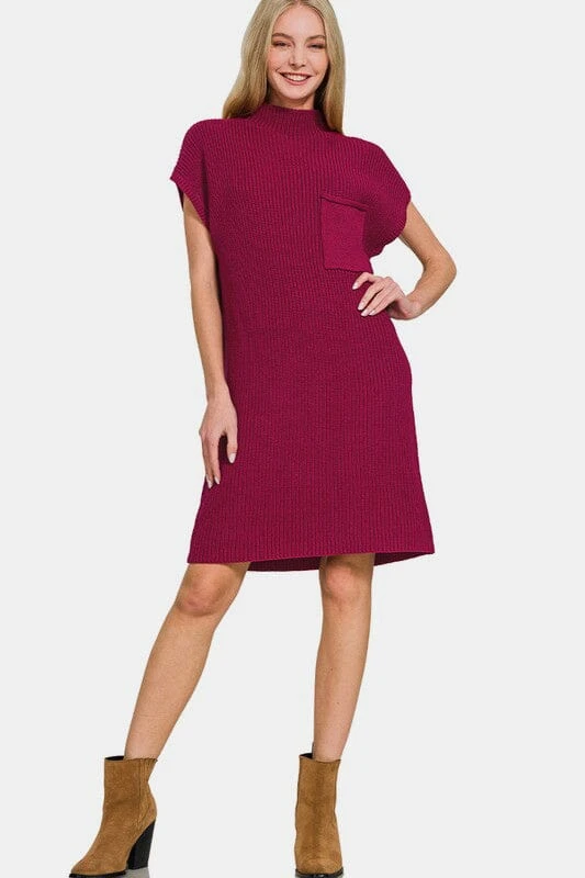 Zenana Mock Neck Short Sleeve Sweater Dress 5 Zenana Mock Neck Short Sleeve Sweater Dress - Image 3