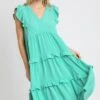 Umgee Full Size Ruffle Tiered Cap Sleeve Midi Dress Plus Size -Sydney So Sweet 11537e11 dd47 4ee6 9fcd 02a7420eda7a Min