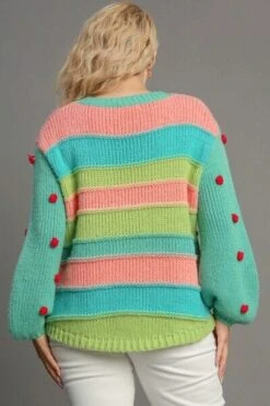 Umgee Full Size Color Block Cable Knit Sweater With Pom Pom Plus Size -Sydney So Sweet 12a86e1f a28d 4700 866c 76a1f68bd4cd Min
