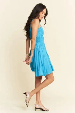 Davi & Dani Smocking Bodice Sleeveless Button Down Mini Dress -Sydney So Sweet 13c8fbdaf90349c2ac1fcb612cfe3c49 Max Origin