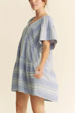 Davi & Dani Embroidered Stripe Ruffled Gingham Mini Dress -Sydney So Sweet 143e19246de247ad80c9237bec32e99b Max Origin
