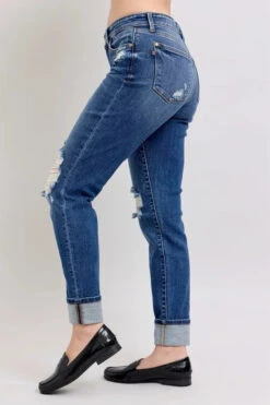 Judy Blue Full Size Mid Rise Boyfriend Destroy Jeans With Yoke Pockets And Faux Selvedge Cuff Plus Size -Sydney So Sweet 14572361b460493ab3ca01f457011ee8 Max Origin