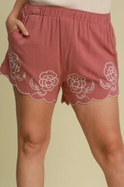 Umgee Full Size Linen Blend Shorts With Floral Embroidered Details Plus Size -Sydney So Sweet 14768d9d b880 4c7b 890d c286d741a53e Min
