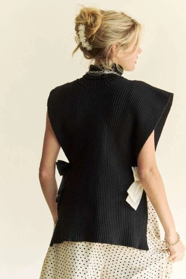 Davi & Dani Side Split Turtleneck Sleeveless Knit Top 4 Davi & Dani Side Split Turtleneck Sleeveless Knit Top - Image 2