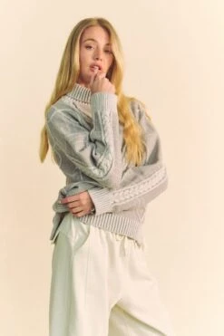 Davi & Dani Cable-Knit Turtleneck Dropped Shoulder Sweater -Sydney So Sweet 1812b22c 796a 487c bda1 f131a56a8623 Max