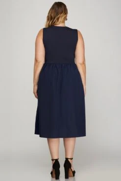 She + Sky Full Size Sleeveless Poplin Woven Midi Dress With Pockets Plus Size -Sydney So Sweet 18154dd9 226a 4159 940e 33e9f7389cea Max