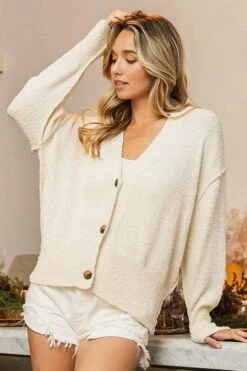 BiBi V-Neck Button Up Dropped Shoulder Cardigan -Sydney So Sweet 18405c36 151b 43db a7a4 0da94fc51187 Max