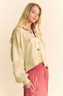 Davi & Dani Lace Up Exposed Seam French Terry Top -Sydney So Sweet 18416416 5672 4354 b7f3 a46004f362ab Max