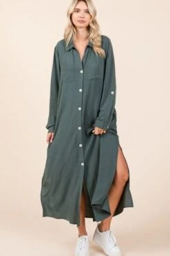 Mittoshop Airflow V-Neck Long Sleeve Button Down Maxi Dress -Sydney So Sweet 19870de9 1b75 4651 9020 116093c4d913 Min