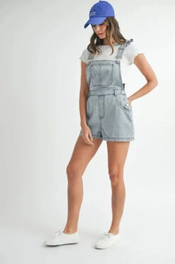MABLE Square Neck Ruffle Shoulder Denim Overall Romper -Sydney So Sweet 1cfe976204b8410cbff02ce5cc687b0a Max Origin