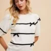 Annie Wear Striped Bow Round Neck Knit Top -Sydney So Sweet 1e9058cd 6410 4176 9b09 ca639d06861b Min