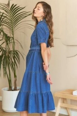 ADORA Tiered Button Down Tie Waist Short Sleeve Denim Dress -Sydney So Sweet 1ef2f68e cb71 4749 ab89 173d5ec5cfc1 Min