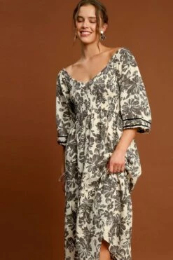 Umgee Ruffle Hem Flower Printed V-Neck Dress -Sydney So Sweet 1f5877a6 e6e7 4125 8abc 84614374fb0e Max