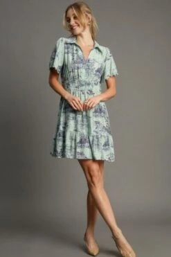 Umgee Full Size Landscape Print Collared Mini Dress Plus Size -Sydney So Sweet 1f7103d9 5ff5 44bb 8696 e07fcff7d84a Min