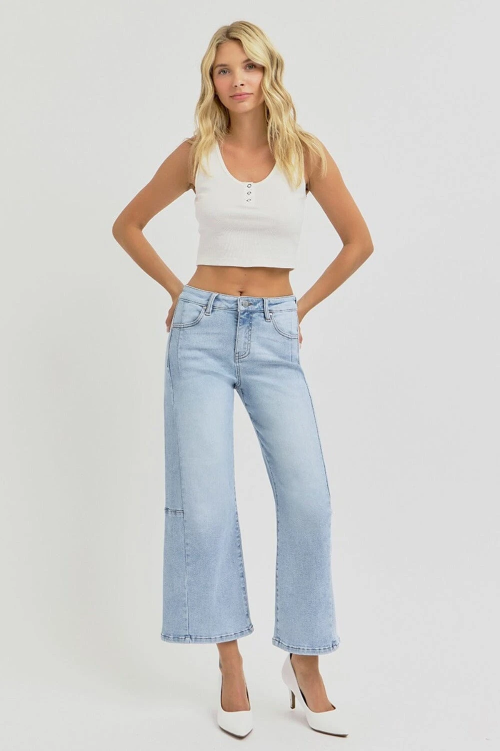 RISEN Full Size High Rise Seamed Detail Wide Leg Crop Jeans 8 RISEN Full Size High Rise Seamed Detail Wide Leg Crop Jeans - Image 6