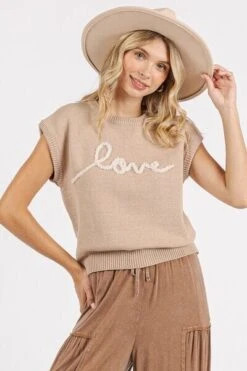 Mittoshop Contrast Letter Round Neck Cap Sleeve Knit Top -Sydney So Sweet 250e4da2 e6ce 42ad 8087 dec4afb2bd1b Min