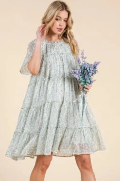 Lime 'N' Chili Ditsy Floral Print Sheer Ruffle Detail Mini Dress -Sydney So Sweet 25475350ed7a4491b031cb9b36e6f6ec Max Origin