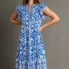 Umgee Full Size Two Tone Border Print Ruffle Cap Sleeve Midi Dress Plus Size -Sydney So Sweet 25634c75 56e5 411b 82d3 ff615d579cc8 Min