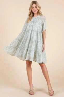 Lime 'N' Chili Ditsy Floral Print Sheer Ruffle Detail Mini Dress -Sydney So Sweet 27020e89a92746399ea03709d9159736 Max Origin