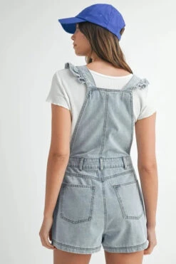 MABLE Square Neck Ruffle Shoulder Denim Overall Romper -Sydney So Sweet 27a70dbb826247e8af031eea5d717d76 Max Origin