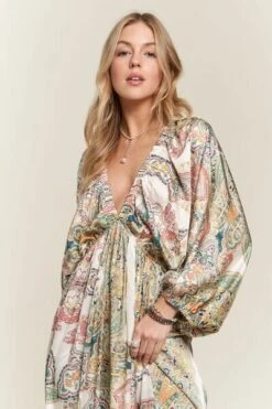 ADORA Printed V-Neck Batwing Sleeve Dress -Sydney So Sweet 28143c1b 4b2e 489d bafa 522ce79b3a1e Min