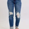 Judy Blue Full Size Mid Rise Boyfriend Destroy Jeans With Yoke Pockets And Faux Selvedge Cuff Plus Size -Sydney So Sweet 284e9f9feef24ed6a68404ac81f1dbbf Max Origin