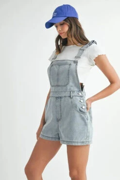 MABLE Square Neck Ruffle Shoulder Denim Overall Romper -Sydney So Sweet 2851796039784c0cb0f3718c36f164c7 Max Origin
