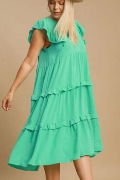 Umgee Full Size Ruffle Tiered Cap Sleeve Midi Dress Plus Size -Sydney So Sweet 2ab7a43a 4b0a 4ef2 950a 81741235130d Min